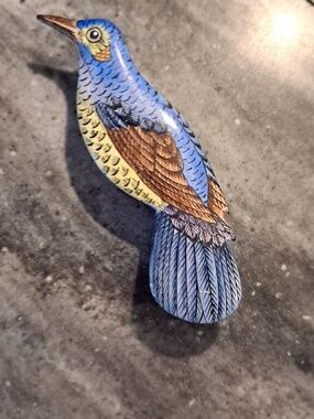 Enamel Bird Shaped Trinket Box. 